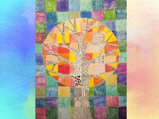 Albero in un paesaggio di colori caldi e freddi