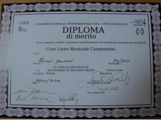 Primo Premio - Concorso Musicale a Belluno