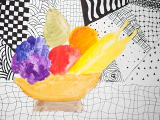 Ciotola di frutta e texture