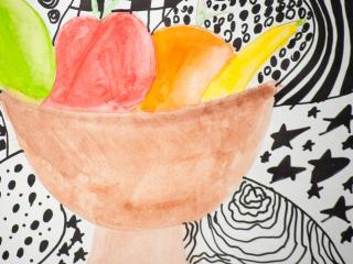 Ciotola di frutta e texture