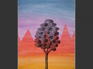 L’albero in un paesaggio cromatico.